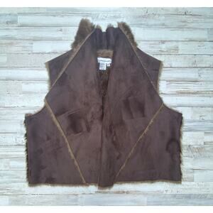 Giuliana Rancic Brown Reversible Faux Fur Vest  SZ 2XL C100077